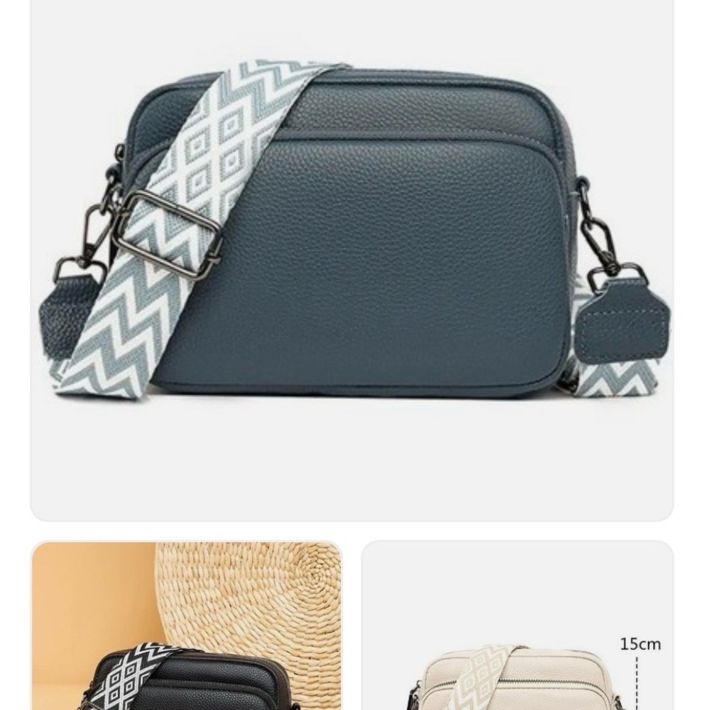 Elegant Blue Leather Crossbody Bag